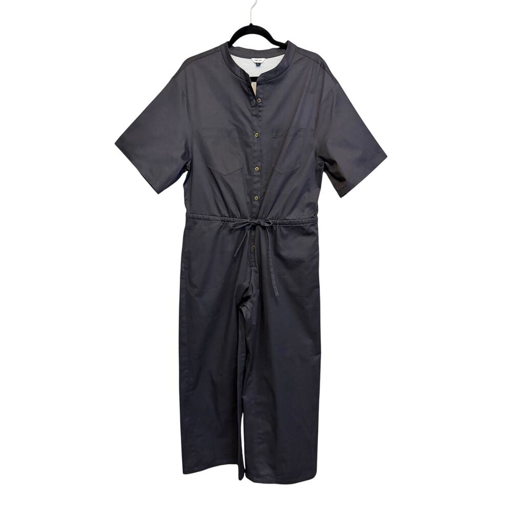 The Kit. Wide Leg Jumpsuit L Dark Gray Lounge Capsule Staple Minimalist Casual